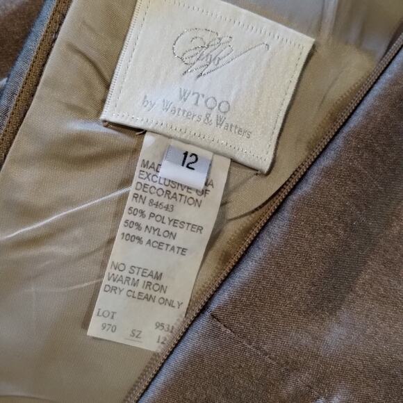 W Too Watters & Watters Bronze Two-Piece Cream Ribbon Sash Formal Skirt Set 12 - Picture 10 of 13